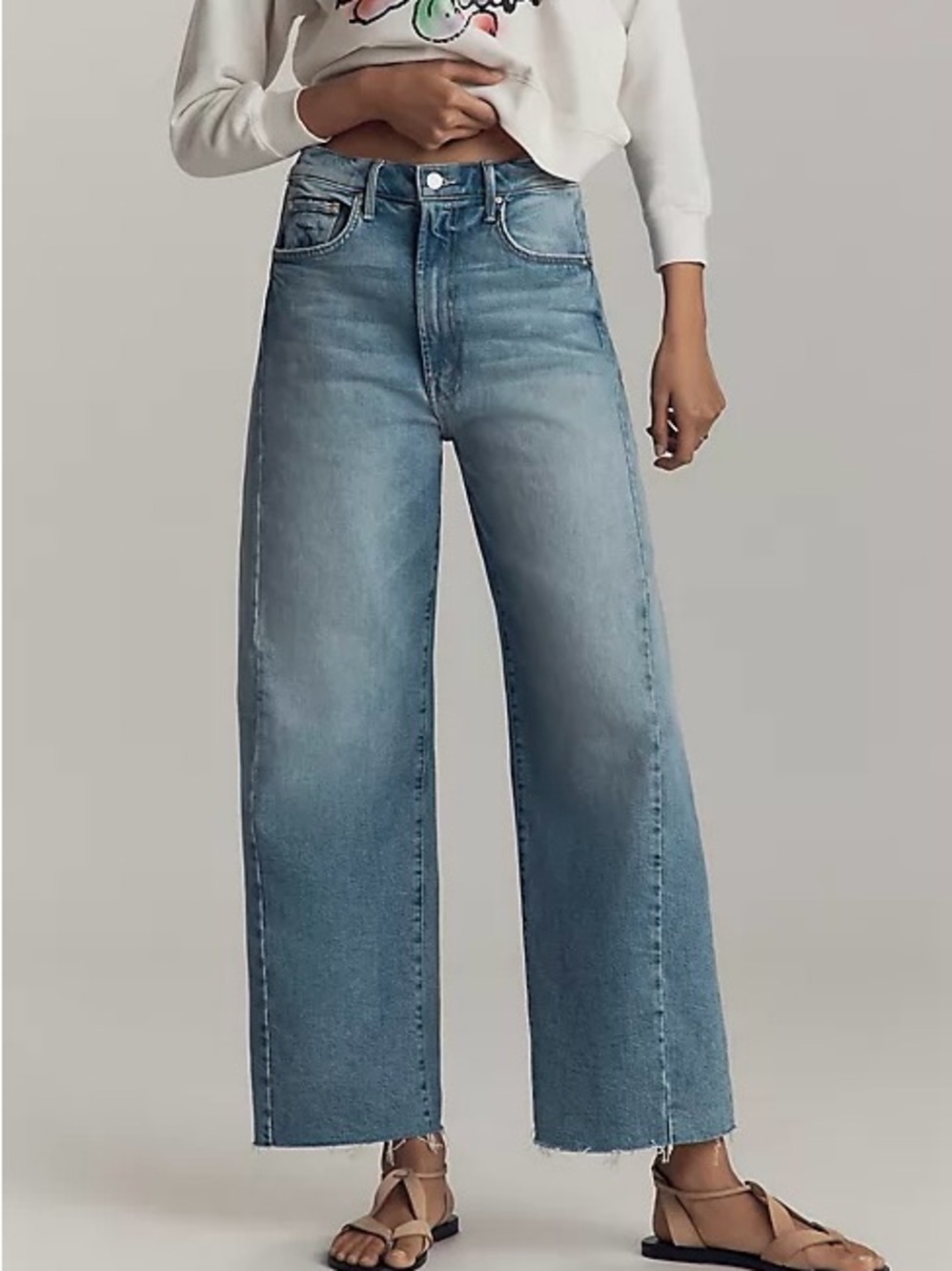 MOTHER Denim petite Lil Half Pipe Ankle Fray barrel leg Jean in I Confess